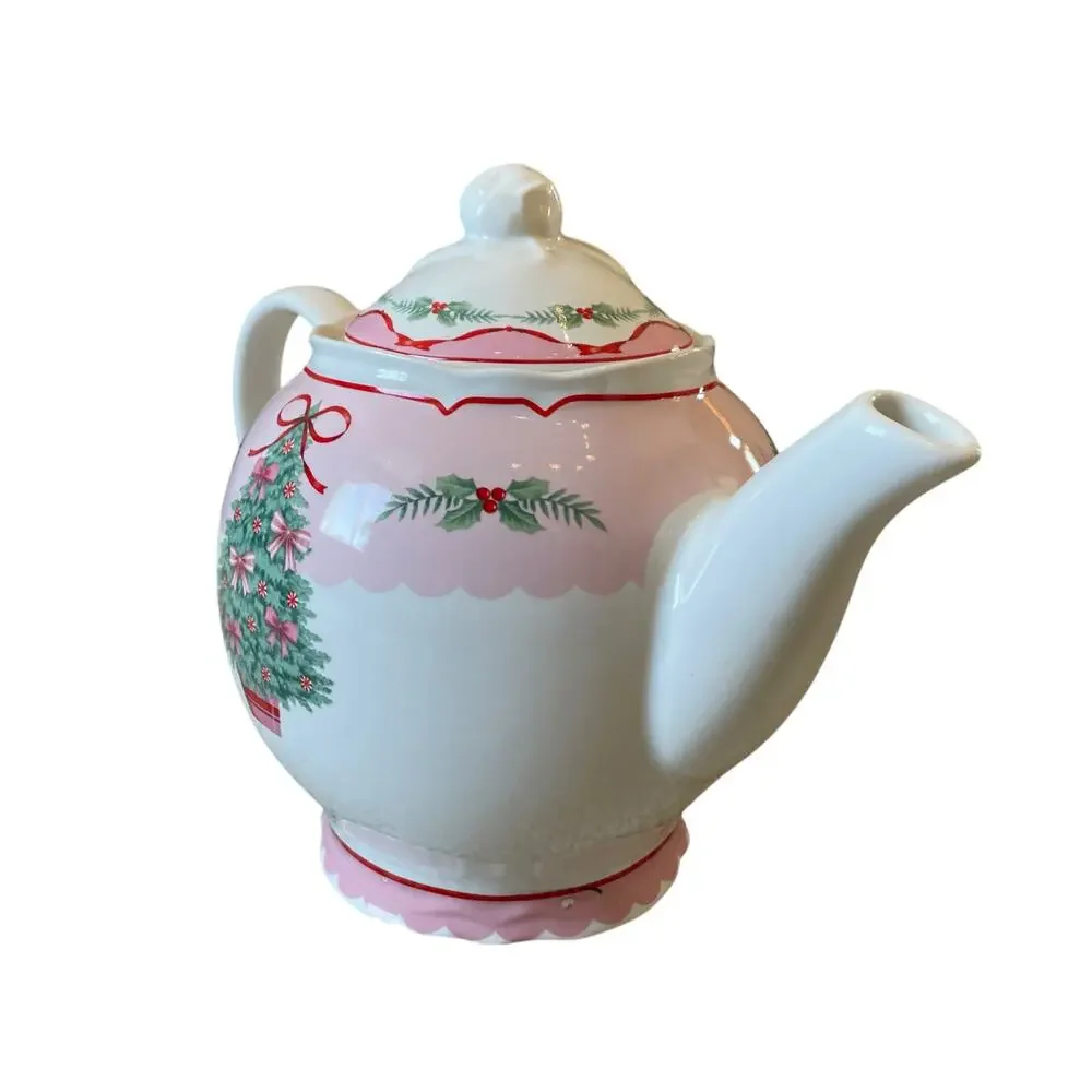 PINKMAS Pink Bows Christmas Tree Teapot 7 x 10